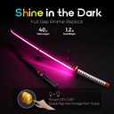 RENGENG Light Up Sword, 40 Inches Rechargeable Plastic Replica with Belt & Stand, Sword with Original Texture