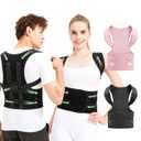 Posture Corrector for Women and Men, Back Straightener Posture Brace for Pain Relief, Back Belt Support with Adjustable Shoulder Straps and Height for Scoliosis Hunchback, No Size