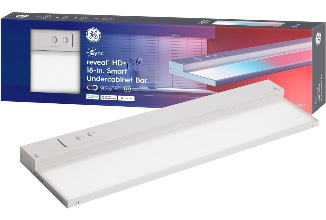 GE Cync Reveal HD+ Smart Undercabinet Light Fixture, Color Changing Undercab Light, Smart Wi-Fi Kitchen Light, Works with Alexa and Google Home, 18-in Bar, 93131251