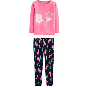 Simple Joys by Carter's Girls' 2-Piece Snug Fit Cotton Pajama Set (8, Rose Llama Print)