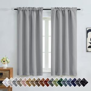 OVZME Silver Grey Blackout Curtains for Bedroom 63 Inch Length 2 Panels, Protect Privacy Thermal Insulated Curtains for Bedroom, Dual Rod Pocket Window Treatments Blackout Drapes, 2x40Wx63L Inches