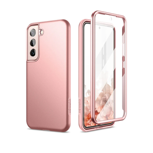 SURITCH for Samsung Galaxy S22 Case, [Built-in Anti-Scratch Screen Protector] 360° Full Body Protection Dual Layer Shockproof Rugged Bumper Phone Cover for Galaxy S22 6.1 Inch (Pink Gold)