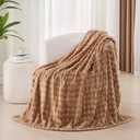 3D Bubble Plush Blanket Textured Fleece Throw Soft Warm Cozy Blanket Couch Bed Throw Brown 50x60 Inches, Rich Brown
