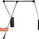 Pull Down Closet Rod, 32.68"-45.27" Width Adujstable Clothing Organization Rail with Dual Hydraulic Buffer, Back-mounted Wardrobe Lift Space Saving for Home