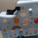 Ride on Suitcase for Kids, Hard Shell Kids Luggage with Belt, Foldable Pedal & Front Grab Handles, Hidden Cup Holder, TSA Lock, 6 Spinner Wheels, Kids Carry on Suitcase for Travel, Blue, 19 inches x 9 inches x 20 inches