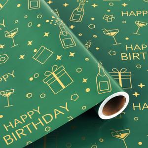 2 x Lenpel Birthday Wrapping Paper Roll 17 Inch x 33 Feet Gift Wrapping paper for Medium & Small Gifts Perfect for Birthday and Holiday Party Gift Wrapping