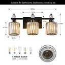 FDPBY Bathroom Vanity Lights 3-Light Modern Crystal Vanity Light Chrome Bathroom Light Fixtures Over Mirror Crystal Bathroom Vanity Lighting Fixtures
