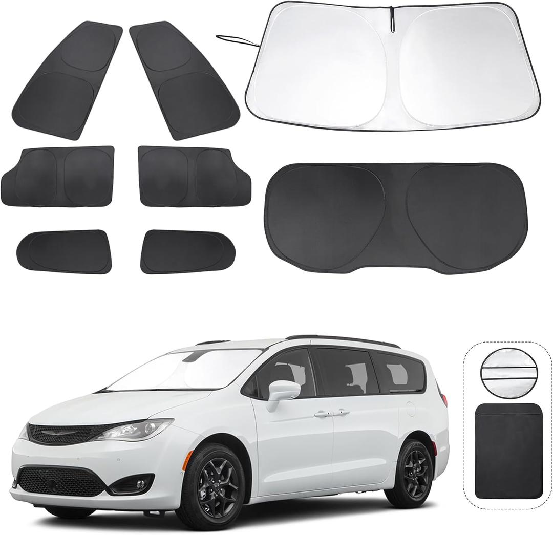 Window Shades for Chrysler Pacifica Minivan 2017-2025 Accessories Full Windows Rear Triangular Windshield Sun Shade Sun UV Rays Privacy Protection 8PCS
