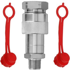 3/8" NPT 10000 PSI Hydraulic Quick Coupler Set | Heavy-Duty Carbon Steel Quick Disconnect Couplings for Enerpac C-604, Parker 3000 Series | Includes Male & Female Plugs with Dust Caps