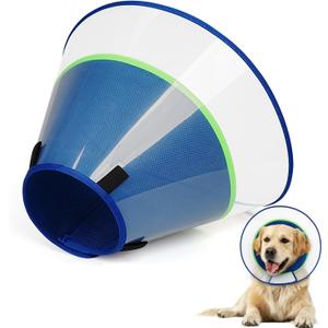 Dog Cone Collar with Soft Liner to Stop Licking, Elizabeth Recovery Collar After Surgery for Large Medium Dogs, Comfortable Pet Head Cone Alternative for Neutering Spay Injury (2XL) (2XL(Depth: 12.2, Girth: 15-22), Blue)