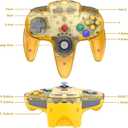 KIWITATA N64 Wireless USB Controller for Switch, 2.4ghz Rechargeable Wireless N64 Remote Joystick Controller for Switch/Switch Lite/Switch OLED, MAC, PC Windows 7,8,10,11 Clear Yellow