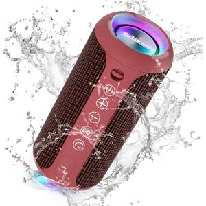 Ortizan X10 Portable Bluetooth Speaker, 24W Stereo Sound, IPX7 Waterproof, 30H Playtime, 66ft Bluetooth Range, TWS Pairing, Red