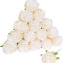 Fqueelvys 16pcs Peony Artificial Flowers Fake Peonies Bulks Cream White Silk Peonies Flowers Faux Peony Flowers Heads with Stems for Home Wedding Party Festival Baby Shower Decorations (Cream White)