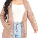 Women's Sequin Jacket Long Sleeve Open Front Blazer Glitter Sparkly Coat Party Casual Cardigan (Medium)