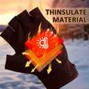 Fingerless Heated Gloves for Men & Women, Rechargeable Electric Touchscreen Gloves for Work Hunting, Skiing in Cold Winter Weather, Black, Medium, 3000mAh 