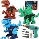Dinosaur STEM Toys for Kids 3-5, Take Apart Dinosaur Toys with Electric Drill, Educational Building Toy & Construction Set, DIY Christmas Birthday Gifts for 3 4 5 6 7 8 Years Old Boys and Girls (Green)