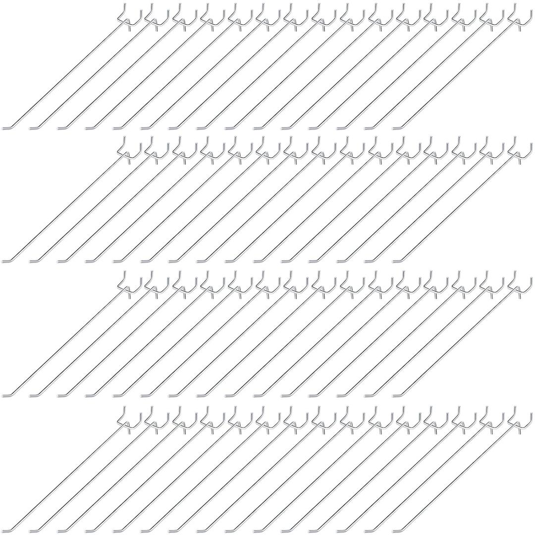 Shimeyao 100 Pcs Peg Board Shelving Hooks Stainless Steel Hanging Board Pegs Wall Display Hooks Bulk for 1/8 1/4 Garage Storage Organizer Accessories(10 Inch,Silver)