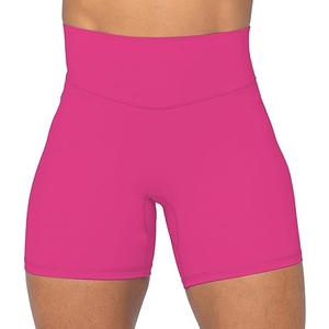 Sunzel No Front Seam High Waist Biker Shorts for Women, Squat Proof Yoga Workout Gym Bike Shorts (Large, Pink)