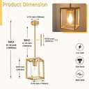 2 Pack Gold Pendant Light Metal Frame with Clear Glass Shade Kitchen Island Chandelier, The Single Hanging Light includes four 4 rods(1 rod=10 inch) 