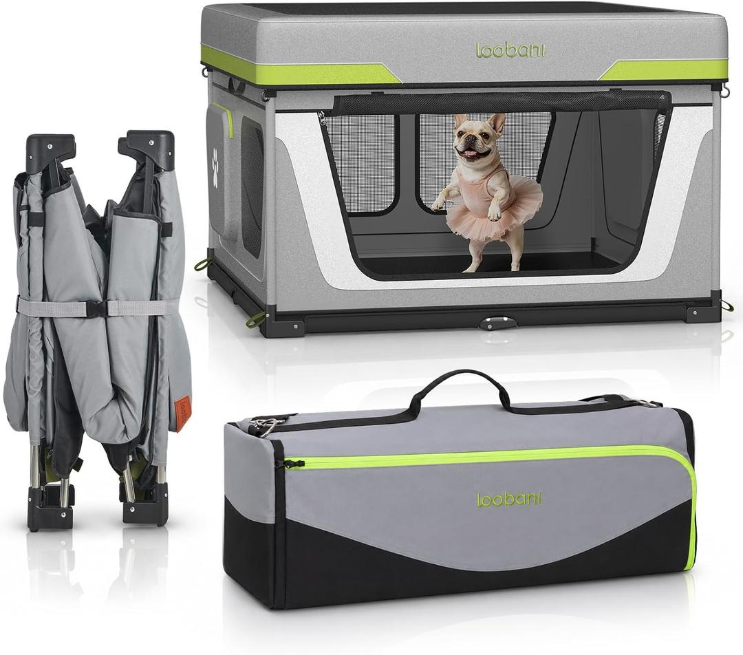 LOOBANI Foldable Dog Playpen Outdoor/Indoor, 43.3"x43.3"x27.1",Grey