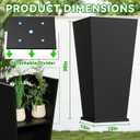 Metal Planter 2 Pack, 15L x 15W x 30H, Heavy Duty Tall Planters for Outdoor Plants, Black Planters with Removable Insert Shelf, Large Planters with Drainage Holes for Porch, Patio, Black