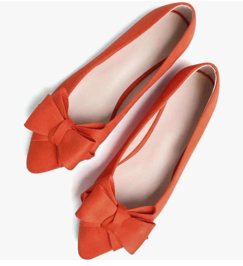 SAILING LU Bow-Knot Ballet Flats for Women Pointed Toe Crystals Wedding Shoes Comfort Light Weight Loafers, Size 9