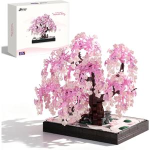 Wise Block Cherry Blossom Tree Building Block Set for Adult 900 Pcs Artificial Bonsai Tree Plants for Home Decor, Adult Ages 18+, Beautiful Gift for Women Set