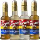 Torani Flavored Drink Syrup Café Variety Pack, Vanilla, Salted Caramel, Classic Hazelnut & French Vanilla, 12.7 fl oz (Set of 4)