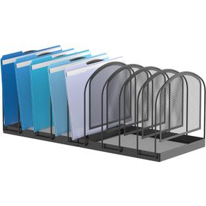 SUPEASY File Organizer for Desk, 9-Section Mesh Desk Organizer, Vertical File Holder Desktop Organizer File Sorter, File Folder Holder for Office Supplies, Black