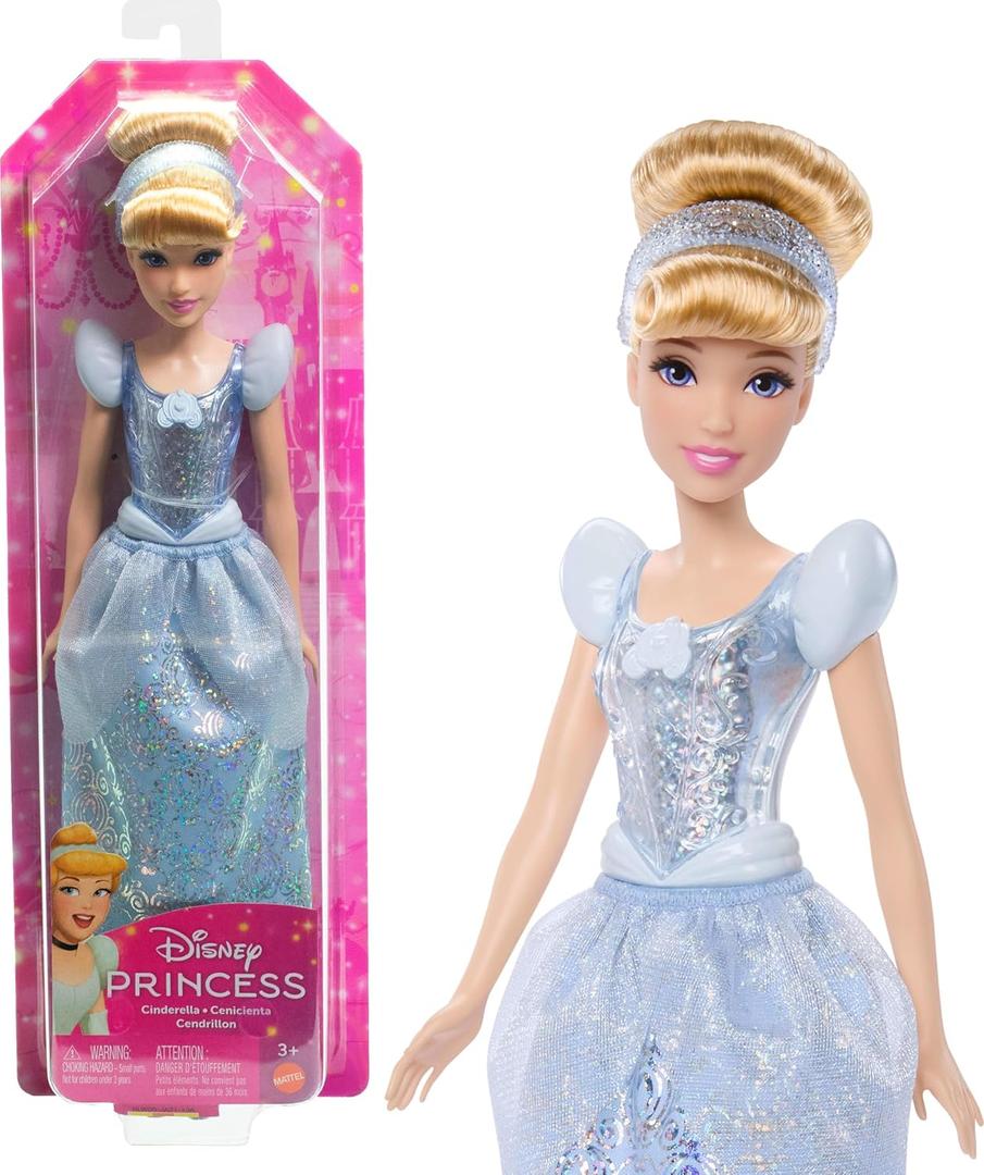 Mattel Disney Princess Cinderella Doll in Sparkling Fashion with Removable Skirt, Headband and Shoes, Posable & Collectible, Inspired by Movie