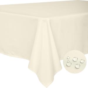 BYDOLL Table Cloth Beige 60x120 Inch Tablecloth for 6 Foot Rectangle Tables Outdoor Washable Wrinkle Free and Spillproof Polyester Tablecloth for Festival Camping Picnic Party Cover