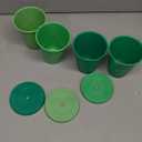 ` Rolling Sands 16 Oz. Reusable Plastic Stadium Cups with Lids, 6 Pack, USA Made Plastic Tumblers and Lids, Includes 6 Reusable Straws; Dishwasher Safe, Green