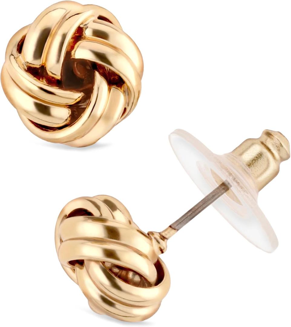 Anne Klein Women's Pierced Earrings Knot Stud, Gold, One Size