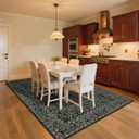 9x12 Washable Area Rugs for Living Room, Stain Resistant Vintage Rugs for Dining Room Under Kitchen Table, Bedroom, Floral Low Pile Non-Slip Large Carpet (9 x 12 Dark Green)