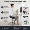 Antlu Saddle Stool Ergonomic Esthetician Rolling Chair with Wheels, Black, without Backrest