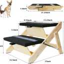 2-in-1 Indoor Pet Ramp, Wooden Folding 2-Tier Pet Stairs with Non-Slip Carpeted Steps, Ramp Perfect for Bed and Couch