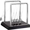 Newtons Cradle Balance Balls,Pendulum Balls with Black Base,Newtons Cradle Pendulum,Desk Decor for Men,Physics Toys,Metal Creative Ornament Crafts,Mind Bending Desk Sculpture - Black