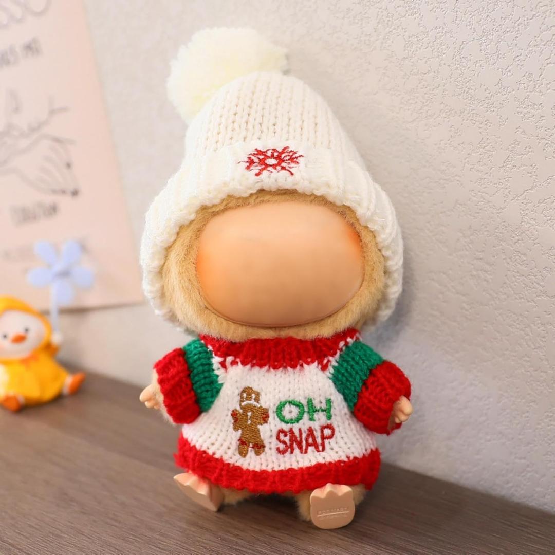 Doll Clothes Set for LABUBU, Clothes for Labubu, 17cm/15cm Dolls Outfit Set , Stylish Adorable Dolls Clothes Accessories (No Doll) (Christmas 1)