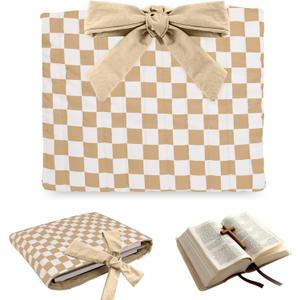 Bible Cover Case for Women,Large Bible Tote Bags for Women Organizer Quilted Bible Carrying Case(new) (Yellow Grid)