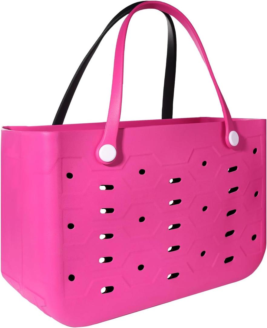 PoVwlty Rubber Beach Bag for Men & Women, Water-resistant Travel Tote Bag for the Beach Boat Pool, Size: X-Large