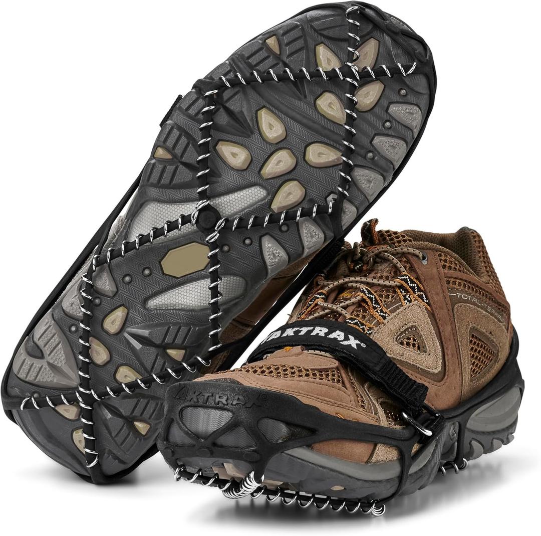 Yaktrax Pro Traction Cleats - 360-Degree Grip on Snow, Ice, & Multi-Terrain Surfaces - Elastic Outer Band w/Easy-On/Off Heel Tab & 1.4mm Stainless Steel Coils - Abrasion Resistant - Unisex (Small) Black