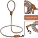 Mile High Life Rope Leash with Genuine Leather Connection, Heavy Duty Leash for Medium & Large Dogs (Brown, 48 Inch)