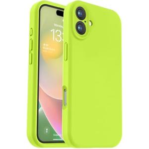 Vooii Compatible with iPhone 16 Case, Liquid Silicone Upgrade [Camera Protection] [Soft Anti-Scratch Microfiber Lining] Shockproof Phone Case for iPhone 16 6.1 inch - Fluorescent Green