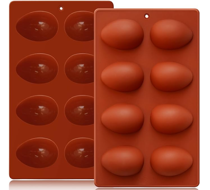 HKNMTT Silicone Egg Molds Easter 2PCS, 2.4" Food Grade 3D Moulds for Vegan Deviled Eggs Peanut Filling 3D Chocolate Candy Jello Pudding Soap Gift, Oven Safe Baking Cake Kit