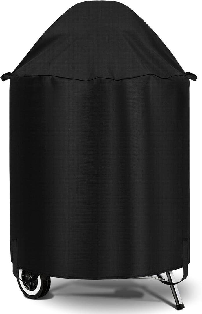 SunPatio Grill Cover Compatible with Weber, Big Green Egg, Char-Broil 22 Inch Charcoal Kettle Grills, Outdoor Waterproof BBQ Grill Cover, Compared to Weber 7150, 27.7" Dia x 38" H