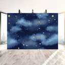 Stars Backdrop Night Sky Backdrop Starry Night Twinkle Little Star Photography Background Happy 1st Birthday Party Banner Newborn Baby Shower Child Kids Portrait Photo Props 10x6.5FT Vinyl