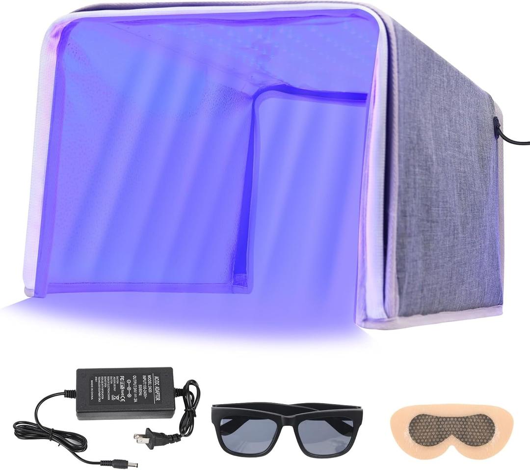 Portable LED Blue Light Box, Safe and Effective Blue Ray Light 144LED Three-Sided Lighting Home Use
