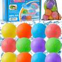 Reusable Water Balloons 12 Pcs, Quick-Fill Summer Water Toys for Pool Parties & Outdoor Beach Backyard Games, Durable Splash Balls for Kids