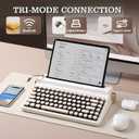 YUNZII QL75 Wireless Typewriter Hot Swap Retro Mechanical Keyboard,Punk Round Keycaps,RGB Backlit QMK/VIA Programmable, Multi-Device Keyboard with 2.4GHz/Type-C/BT5.0 (White, Cocoa Cream V2 Switch)