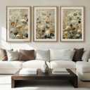 Anyzal Large Neutral Wildflower Framed Wall Art 16x24 Inch Vintage Classic Floral Canvas Wall Decor Mid-century Modern Botanical Art Prints for Living Room Bedroom Dining room